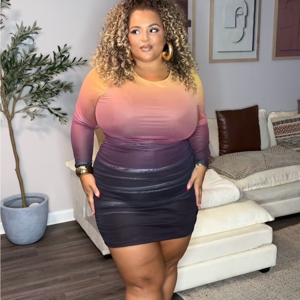 Gradient Long Sleeve Dress